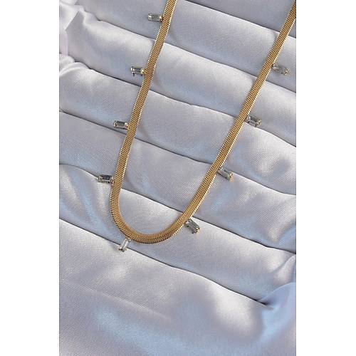 316L �elik Gold Renk Baget Ta�l� �talyan Zincir Kolye