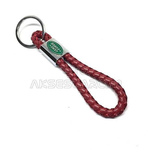 Land Rover �rg� �pli Deri Metal Oto Anahtarl�k K�rm�z�