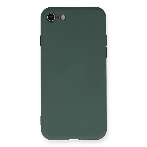 iPhone 7 K�l�f Nano i�i Kadife Silikon - Koyu Ye�il