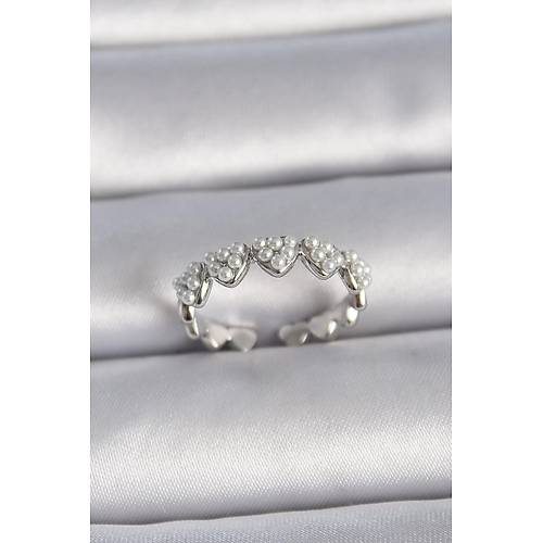 Pirin� G�m�� Renk Ayarlanabilir �ncili Kalp Model Kad�n Y�z�k