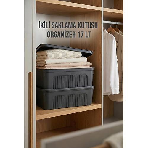 F�me 2'Li 17 LT �nit Saklama Kutusu & �ok Ama�l� Ev Ve Gard�rop D�zenleyici Organizer
