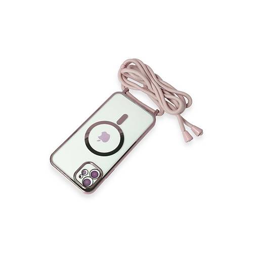 iPhone 11 K�l�f Divo Lazer Ask�l� Magsafe Kapak - Pembe