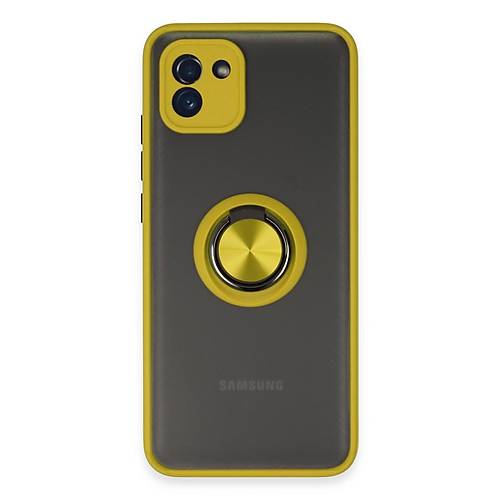 Galaxy A03 K�l�f Montreal Y�z�kl� Silikon Kapak - Sar�
