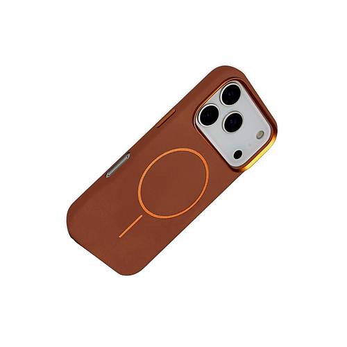 iPhone 17 Pro Luno Deri Magsafe Kapak - Kahverengi