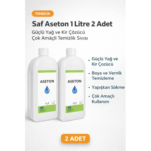 Saf Aseton 1 Litre 2 Adet G��l� Ya� ve Kir ��z�c� �ok Ama�l� Temizlik S�v�s�