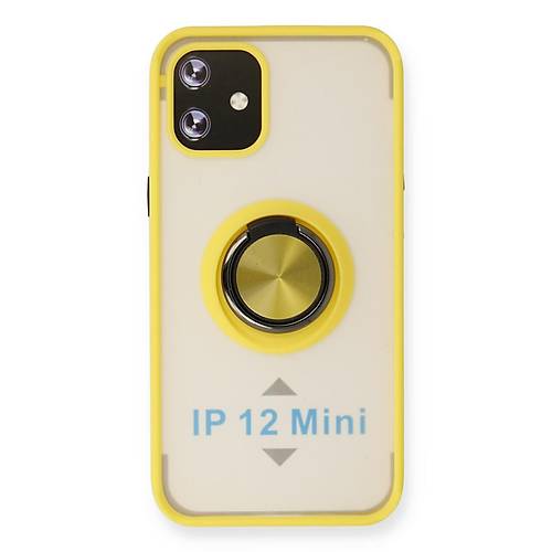 iPhone 12 Mini K�l�f Montreal Y�z�kl� Silikon Kapak - Sar�
