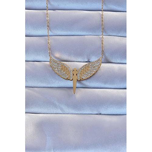 316L �elik Alt�n Renk Zirkon Ta�l� Mikail Kolye