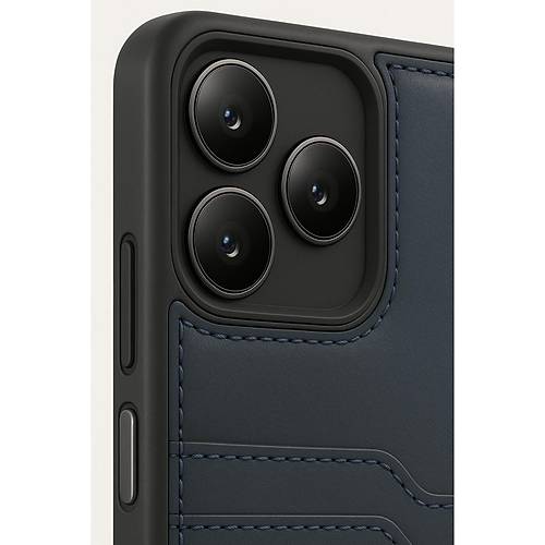 Realme Note 50 4G K�l�f Sara Kartvizitli Deri K�l�f - Lacivert