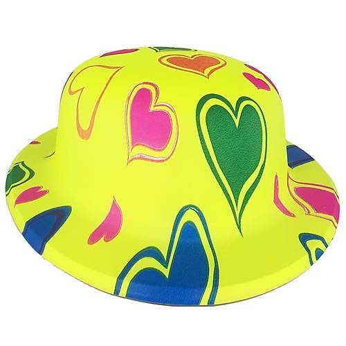 Plastik Neon Desenli UV I��k Parti �apkas� Sar� 1 Adet
