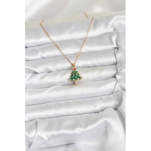 316L �elik Zincir Gold Renk �am A�ac� Model Y�lba�� Temal� Kad�n Kolye