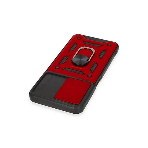 Realme C35 K�l�f Pars Lens Y�z�kl� Silikon - K�rm�z�