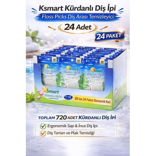 Ksmart K�rdanl� Di� �pi 30 Adet Floss Picks Di� Aras� Temizleyici 24 Paket