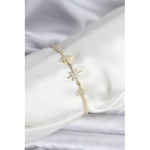 Kutup Y�ld�z� Model Zirkon Ta�l� Gold Renk Su Yolu Kad�n Bileklik