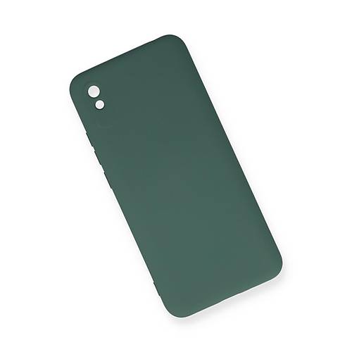 Redmi 9A K�l�f Nano i�i Kadife Silikon - Koyu Ye�il