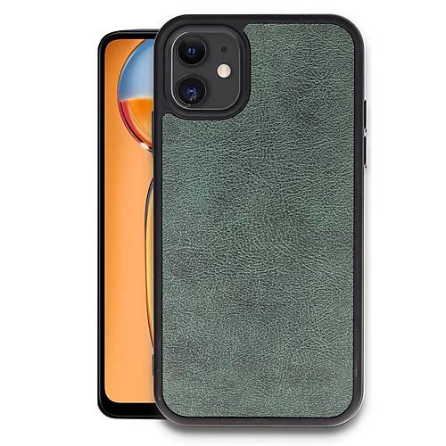 iPhone 11 K�l�f Aras Deri Kapak - Koyu Ye�il