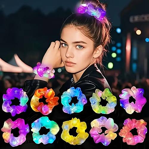 Lila Mor Renk Led I��kl� Lastikli Sa� Tokas� - 3 Modlu Festival & Parti Sa� Tokas�