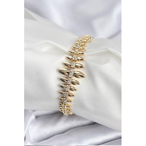 Pirin� VIP Seri Gold Renk S�ral� Damla Model Kad�n Bileklik