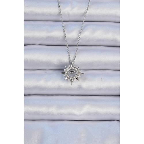 316L �elik Zincir G�m�� Renk Zirkon Ta�l� Parlayan Y�ld�z Kolye