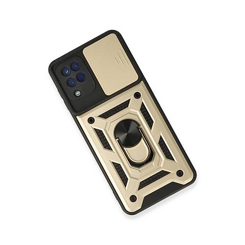 Galaxy A22 K�l�f Pars Lens Y�z�kl� Silikon - Gold