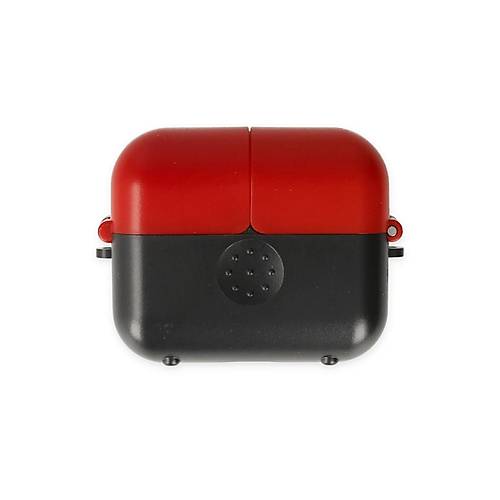Airpods 3 (3.nesil) Basmal� K�l�f - Siyah-K�rm�z�