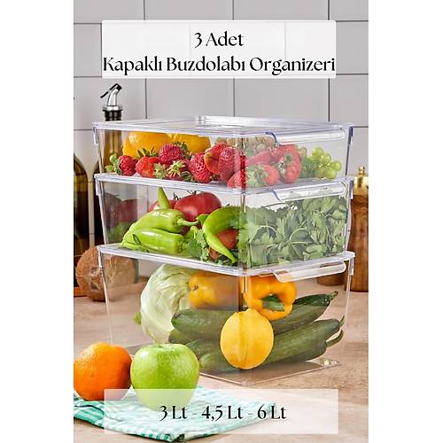3 L� Buzdolab� Organizeri MIX Set (3 lt + 4,5 lt + 6 lt)