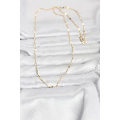 CM 14K Gold Renk Ezme Kalp Detayl� 60 cm Zincir Kad�n Kolye