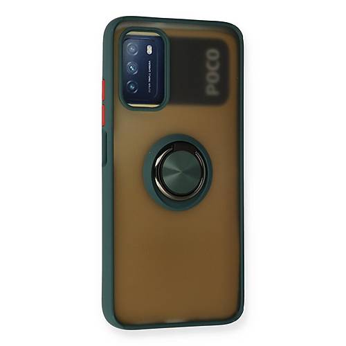 Redmi 9T K�l�f Montreal Y�z�kl� Silikon Kapak - Ye�il