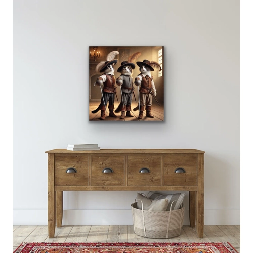 �� Silah��r Kedi Kanvas Tablo 90x90cm