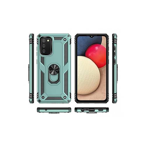 Galaxy A02S K�l�f Sofya Y�z�kl� Silikon Kapak - Ye�il
