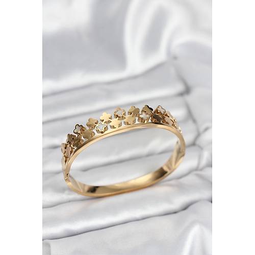 316L �elik Gold Renk Minimal Yoncal� Kad�n Kelep�e Bileklik