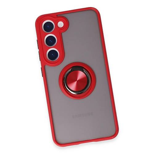 Galaxy S23 K�l�f Montreal Y�z�kl� Silikon Kapak - K�rm�z�