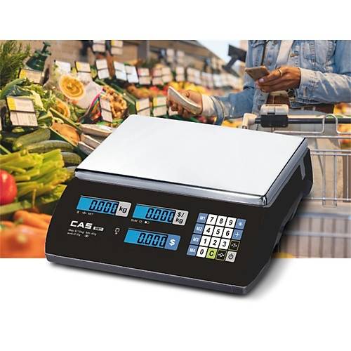 CAS ER JR 15KG LCD EKRAN BOYUNSUZ F�YAT HESAPLAMALI TERAZ�