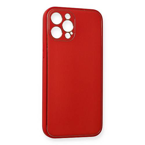 iPhone 12 Pro Max K�l�f Coco Deri Silikon Kapak - K�rm�z�