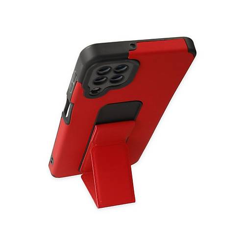 Galaxy A22 K�l�f Mega Standl� Silikon - K�rm�z�