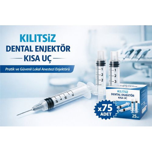 Kilitsiz Dental Enjekt�r K�sa U� (Luer Slip) - Steril Di� Hekimli�i ��r�ngas�