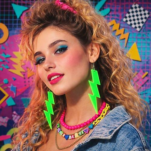 80�ler 90'lar Retro Neon Ye�il �im�ek K�pe 10 cm