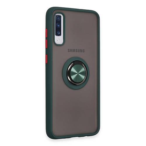 Galaxy A70 K�l�f Montreal Y�z�kl� Silikon Kapak - Ye�il