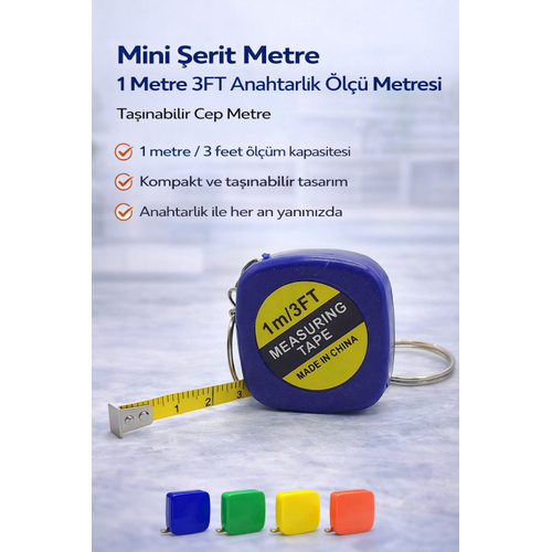 Mini �erit Metre 1 Metre 3FT Anahtarl�k �l�� Metresi Ta��nabilir Cep Metre 1 Adet