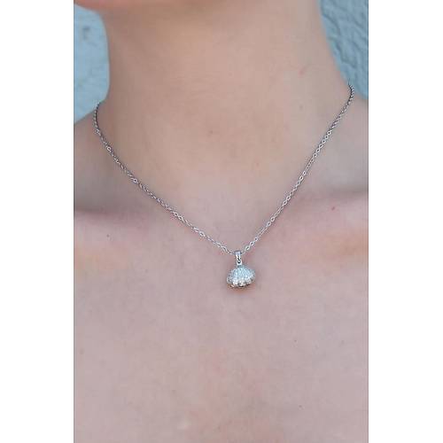 316L �elik G�m�� Renk A��l�r Midye Model Kad�n Kolye