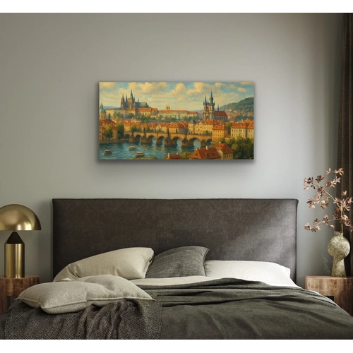 Prag �ehir Manzaras� Kanvas Tablo 60x120cm