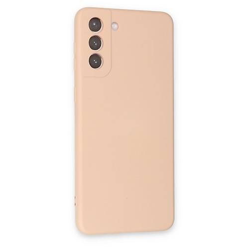 Galaxy S21 K�l�f Nano i�i Kadife Silikon - Pudra
