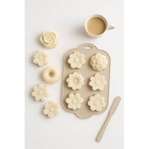 Silikon Kek ve �ikolata Kal�b� 6�l� Krem Renk Pasta Tatl� Muffin Kal�b�
