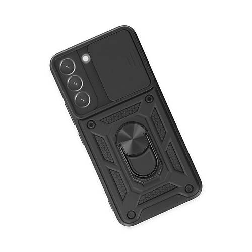 Galaxy S22 K�l�f Pars Lens Y�z�kl� Silikon - Siyah