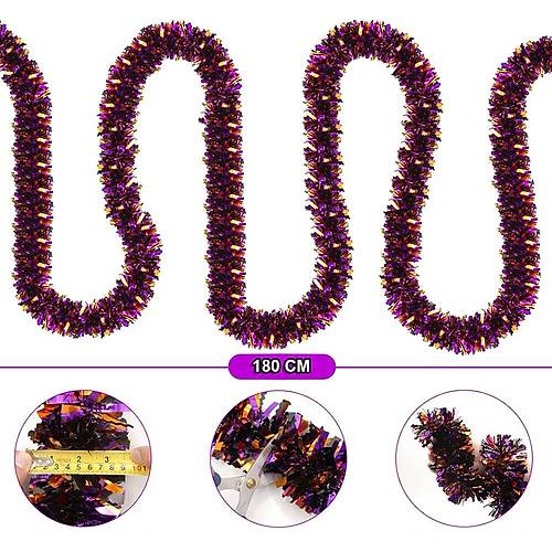 Mor Turuncu Renk 4 cm Geni�lik Garland �ift Renk Sim S�s 180 cm