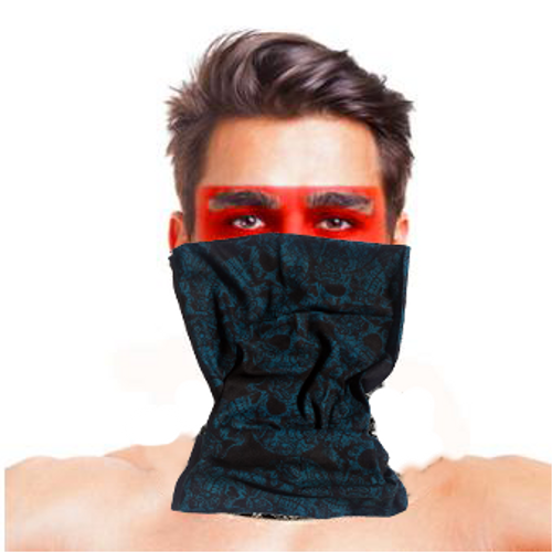 Baf Bandana �oklu Kafatas� Mavi Siyah Maske