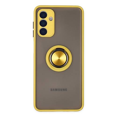 Galaxy A04S K�l�f Montreal Y�z�kl� Silikon Kapak - Sar�