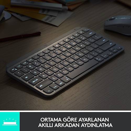 LOGITECH MX KEYS MINI MINIMALIST KABLOSUZ BLUETOOTH AYDINLATMALI Q TR KLAVYE S�YAH 920-010504