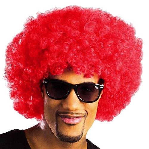 K�rm�z� Renk K�v�rc�k Afro Bonus Peruk