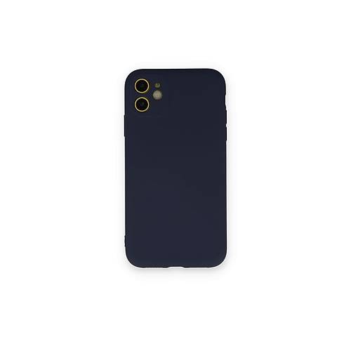 iPhone 12 Mini K�l�f Nano i�i Kadife Silikon - Lacivert
