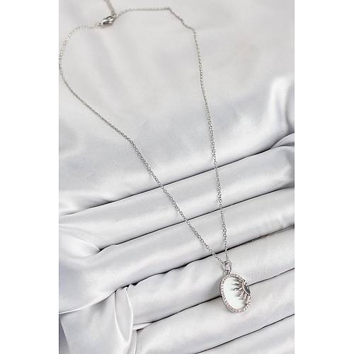 316L �elik Zirkon Ta�l� Yar�m G�ne� Model G�m�� Renk Kad�n Kolye